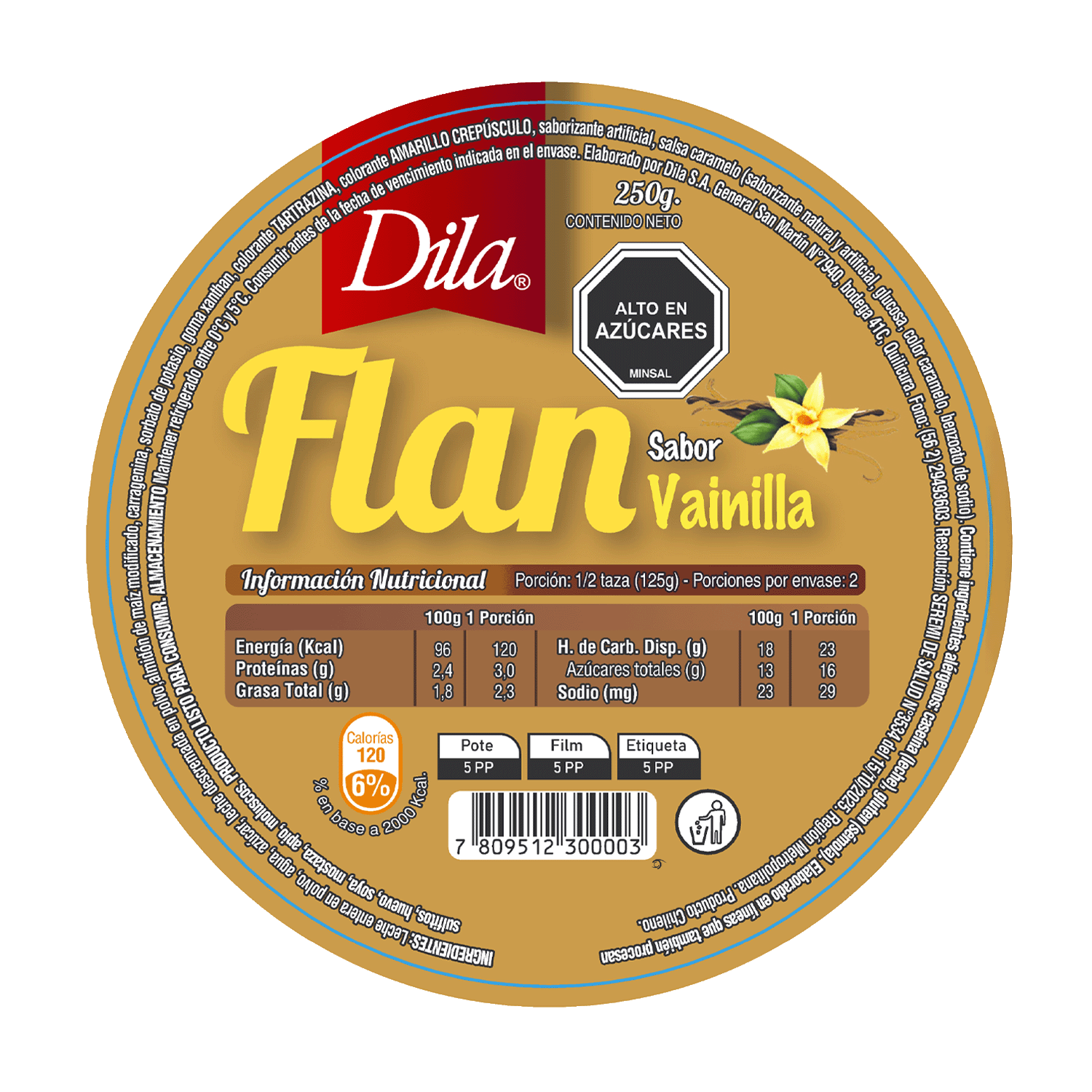 Flan de vainilla 250g (CAJA x 6 UN)