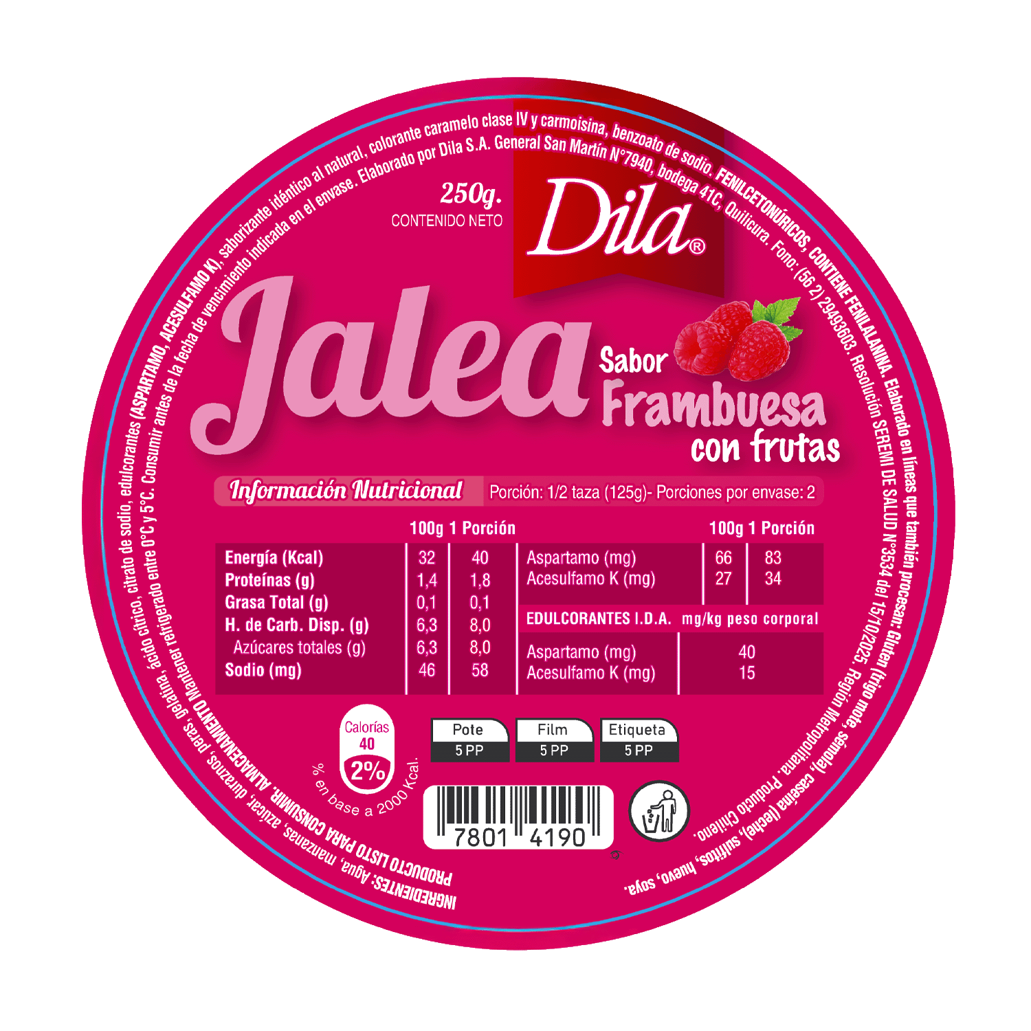 Jalea de frambuesa 250g (CAJA x 6 UN)